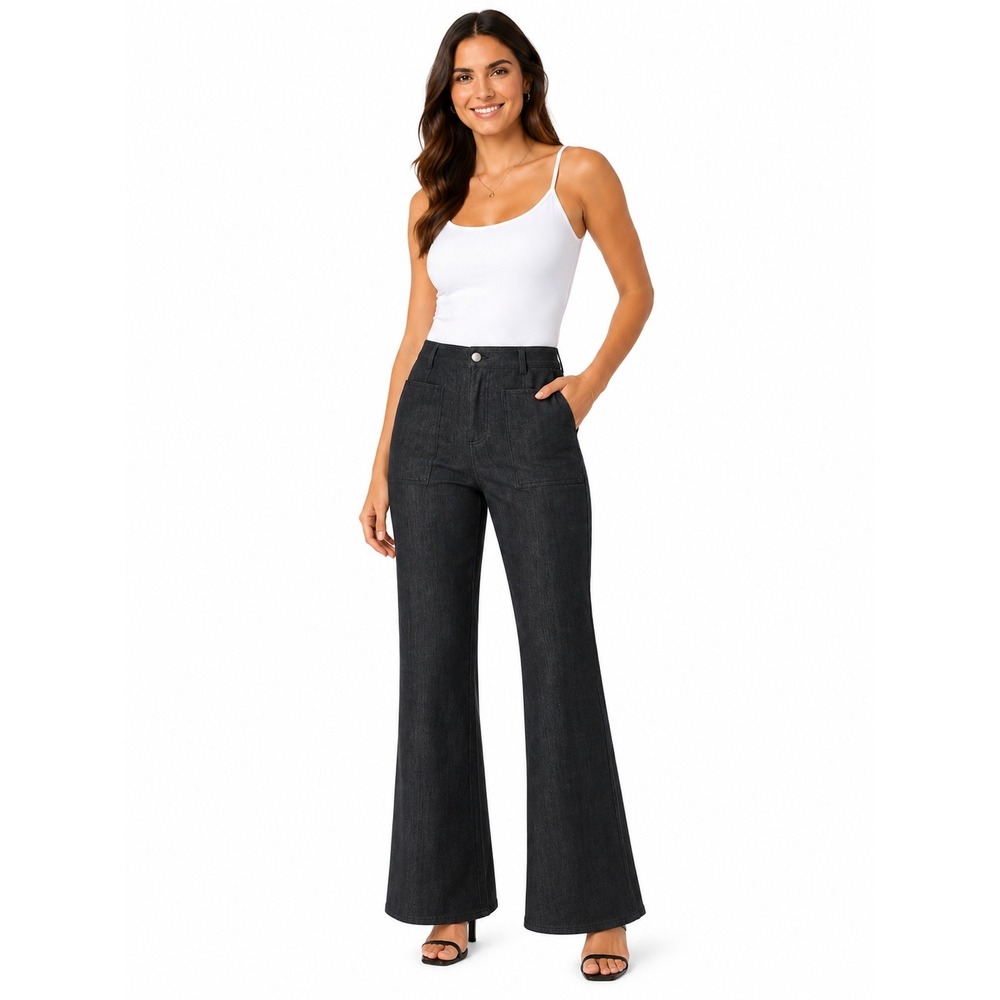 High-Waist Black Flared Pants